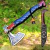 AFHZAM Viking Axe with Gift Vikings Knife Sheath | HandForged Carbon Steel Camping Axes and Hatchets Viking Gifts for Men | Bearded Vikings Valhalla Axe (Ax-64) view 1