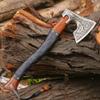 AFHZAM Viking Axe with Gift Vikings Knife Sheath | HandForged Carbon Steel Camping Axes and Hatchets Viking Gifts for Men | Bearded Vikings Valhalla Axe (Ax-64) view 3