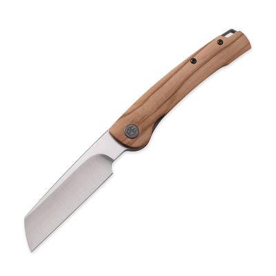 Petrified fish PFE04 Scholar,3.7" 154CM Satin Blade,98.5g Olive Wood Handel Front Flipper Liner lock Folding knife (Olive Wood Handle)