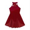 FEESHOW Women's Lyrical Ballet Dance Dress Halter Neck Leotard Dress Modern Contemporary Dance Costume Halter Neck Burgundy X-Large view 3