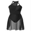 FEESHOW Women's Lyrical Ballet Dance Dress Halter Neck Leotard Dress Modern Contemporary Dance Costume Halter Neck Black Small view 1