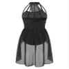 FEESHOW Women's Lyrical Ballet Dance Dress Halter Neck Leotard Dress Modern Contemporary Dance Costume Halter Neck Black Small view 2