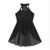 FEESHOW Women's Lyrical Ballet Dance Dress Halter Neck Leotard Dress Modern Contemporary Dance Costume Halter Neck Black Small view 4