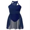 FEESHOW Women's Lyrical Ballet Dance Dress Halter Neck Leotard Dress Modern Contemporary Dance Costume Halter Neck Navy_Blue Medium view 1