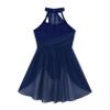 FEESHOW Women's Lyrical Ballet Dance Dress Halter Neck Leotard Dress Modern Contemporary Dance Costume Halter Neck Navy_Blue Medium view 4
