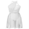 FEESHOW Women's Lyrical Ballet Dance Dress Halter Neck Leotard Dress Modern Contemporary Dance Costume Halter Neck White X-Large view 1