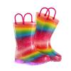 EUXTERPA Girls Glitter Light Up Waterproof Rain Boots Toddler Kids Rainbow Boots with Easy On Handles, Rainbow, Little Kid Size 13 view 1