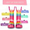 EUXTERPA Girls Glitter Light Up Waterproof Rain Boots Toddler Kids Rainbow Boots with Easy On Handles, Rainbow, Little Kid Size 13 view 3