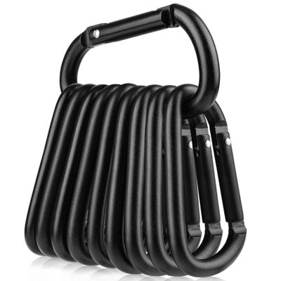 Booms Fishing CC2 Carabiner Clip, Small Carabiner Keychain, Multi-use Aluminium D Ring Caribeener Clips, 10pcs 3inch Black