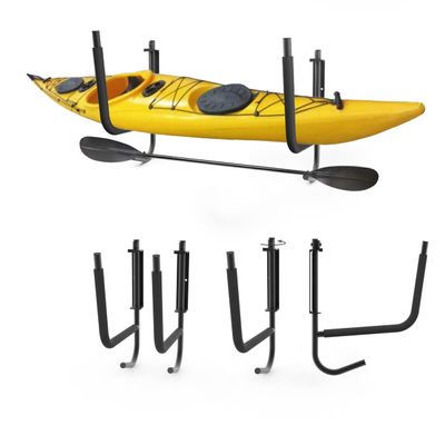 FDB Folding Kayak Snowboard Surfboard Paddleboard Wall Cradle Mount Rack Canoe Hanging Wall Frame Canoeing Aquaplane Skis Indoor & Outdoor Storage Rack (2 Pairs)