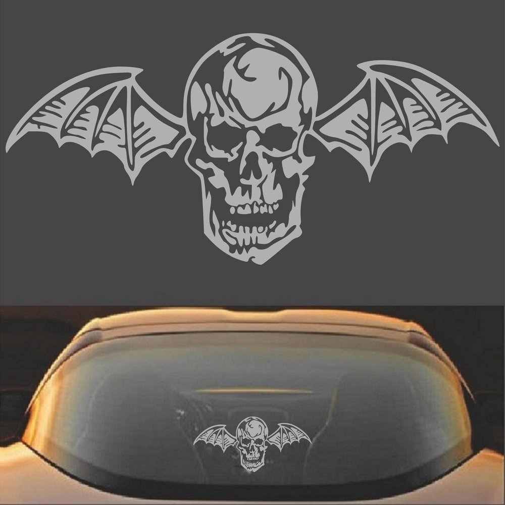Avenged Sevenfold A7X Death Bat Metal Band Vinyl Decal Sticker (8" x 3.5", Metallic Silver)