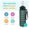 BBRATS Unbreakable Water Bottle with Motivational Time Marker, Leakproof Durable BPA-Free Non-Toxic Water Bottle, Detoxing eBook included, Hunter Green, 1 Liters view 4