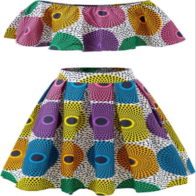 SHENBOLEN Women African Print Skirts Ankara Floral Top Set 2 Piece (Large,A)