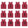 SHIJIXING 12 Pack1-12 Numbered Pinnies/Scrimmage Vest/Team Practice Jerseys for Basketball, Soccer, Football (L, 1-12 Red) view 1