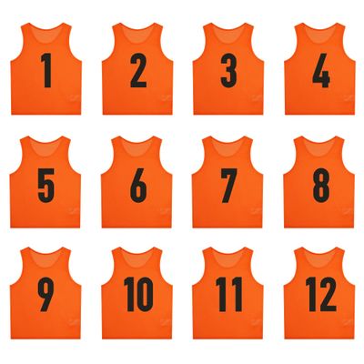 SHIJIXING 12 Pack1-12 Numbered Pinnies/Scrimmage Vest/Team Practice Jerseys for Basketball, Soccer, Football (XL, 1-12 Orange)