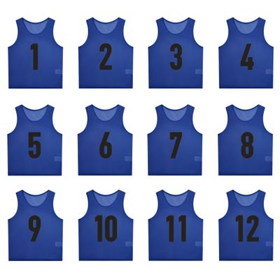 SHIJIXING 12 Pack1-12 Numbered Pinnies/Scrimmage Vest/Team Practice Jerseys for Basketball, Soccer, Football (L, 1-12 Dark Blue)
