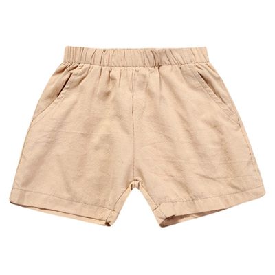 ACSUSS Kids Boys Summer Outfit Elastic Waist Cotton Shorts Gym Workout Jogger Bottoms Khaki 5-6 Years