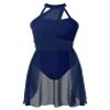 Freebily Womens Adult Lyrical Ballet Dance Leotard Flowy Sleeveless Halter Neck Dress Modern Contemporary Dancewear Navy_Blue Large view 1