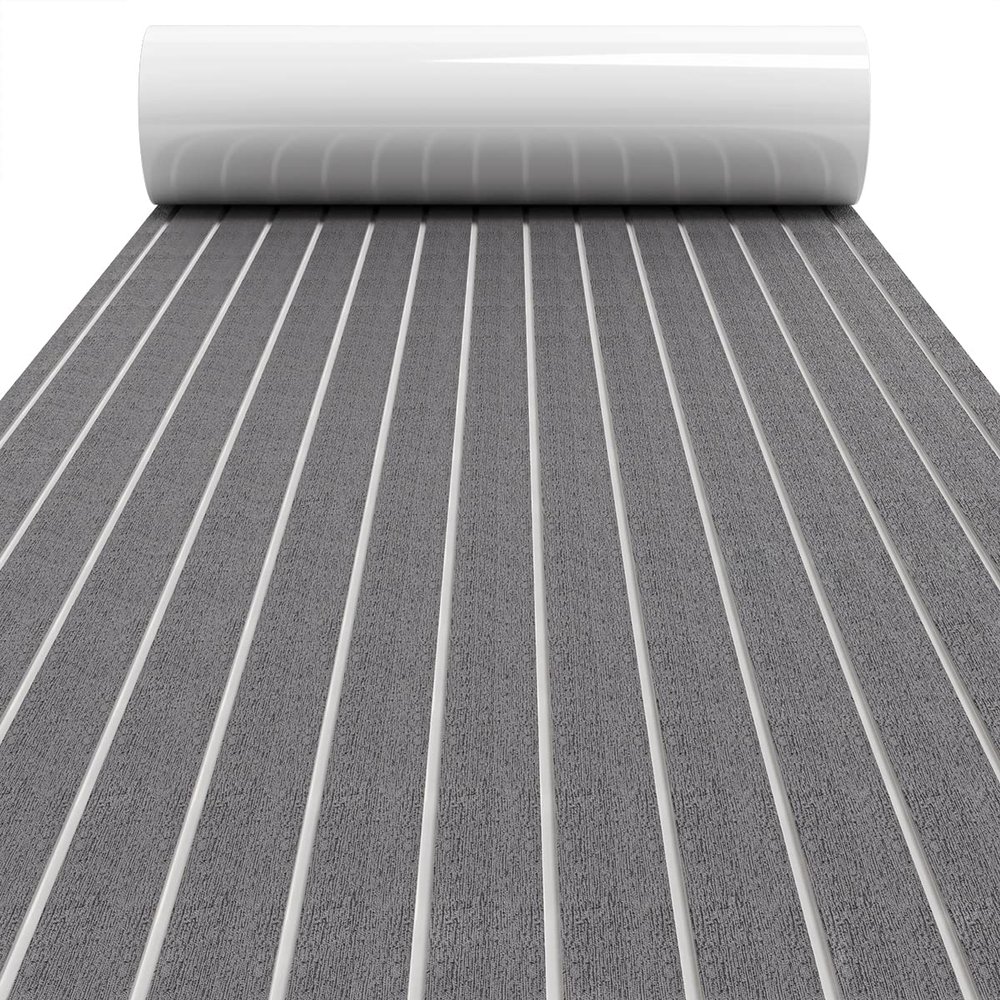 WOOWAVE EVA Foam Grey Boat Flooring Decking Sheet Maine Mat Non-Slip and Self-Adhesive Flooring for Motorboat RV Yacht Kayak Swimming Pool Sea Deck Pad, 94.5x31.5 inch