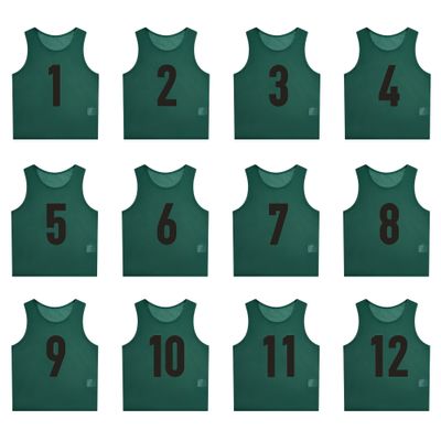 SHIJIXING 12 Pack1-12 Numbered Pinnies/Scrimmage Vest/Team Practice Jerseys for Basketball, Soccer, Football (XL, 1-12 Grass Green)