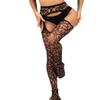 deladola Women Fishnet Stockings High Waist Tights Lace Sexy Sheer Mesh Suspender Pantyhose (P) view 3