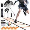 YISSVIC Agility Ladder 20 Feet 12 Adjustable Rungs Speed Training Equipment Set, Agility Ladder, Football Cones, Running Parachute, Jump Rope, Resistance Bands view 1