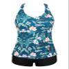 Septangle Two Piece Tankini Bathing Suits for Women T Back Tanking Swimsuits Vintage Green Halter Swimwear Modest Swim Suit, Green & Floral, US8 view 2