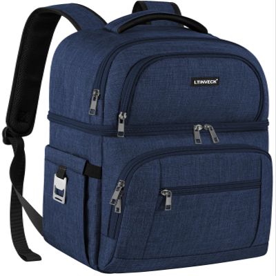 Cooler Backpack,Leakproof Double Deck Insulated Cooler Bag for Men Women RFID Lunch Backpack Blue
