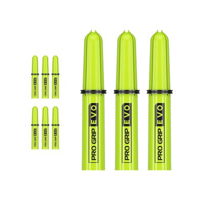 Target Darts 3 x Pro Grip Evo Green Nylon Tops Dart Shafts - 9 in Total