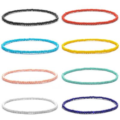 XIJIN 8 Pieces Elastic Beaded Anklets for Women Handmade Beach Boho Colorful Beads Ankle Bracelet Set