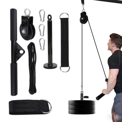Alvinlite Cable Pulley System Gym Set, 9Pcs Upgraded Weight Pulley Machine Attachments for LAT Pull Down, Biceps Curl, Tricep, Arm Workouts, Chest Workout, for DIY Home Gym Fitness Equipment