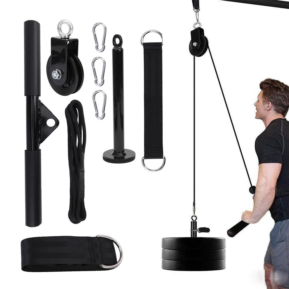 Alvinlite Cable Pulley System Gym Set, 9Pcs Upgraded Weight Pulley Machine Attachments for LAT Pull Down, Biceps Curl, Tricep, Arm Workouts, Chest Workout, for DIY Home Gym Fitness Equipment