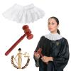 Keymall Judge Costume Accessories Set 3pcs With Lace False Collar Judge Choker Pin Gavel for RBG Halloween Costume view 1