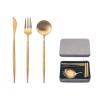 IKXO Folding Camping Cutlery Set Portable Tableware Set Spoon and Fork with Case for Picnic Hiking Thermos Camping Travel Other Outdoor Activities  Mirror Polished Pocket-sized view 1