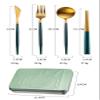 IKXO Folding Camping Cutlery Set Portable Tableware Set Spoon and Fork with Case for Picnic Hiking Thermos Camping Travel Other Outdoor Activities  Mirror Polished Pocket-sized view 4