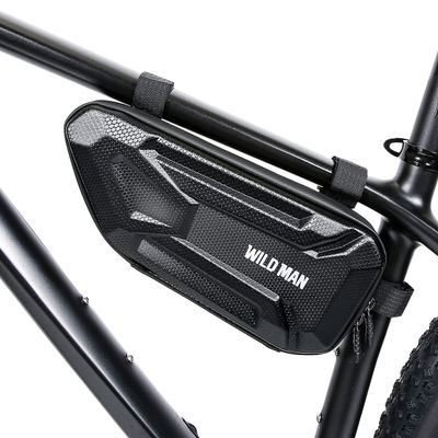 WILD MAN Rainproof Hard Shell Bike Triangle Frame Bag Top Tube Bicycle Bags Good for MTB Mountain Road Bike or Motorcycle Saddle (XT4, Sun pattern)