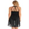 Aislor Women's Lyrical Dance Dress Sleeveless Color Block Chiffon Skirted Leotard Contemporary Dance Costumes Black Large view 4