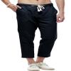 chouyatou Men's Casual Drawstring Straight Fit Beach Linen Capri Pants (Large, Navy) view 1