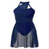 Aislor Women's Lyrical Dance Dress Sleeveless Color Block Chiffon Skirted Leotard Contemporary Dance Costumes Navy_Blue Medium view 1