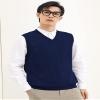zhilifs Mens V-Neck Knitted Sweater Sleeveless Pullover Knitwear Vest Solid Plain Loose Fit All Match Sweater Tops_Dark Blue_Small view 2