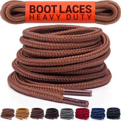 Miscly Round Boot Laces [1 Pair] Heavy Duty and Durable Shoelaces for Boots, Work Boots & Hiking Shoes (Brown, 36 inches (91 cm))
