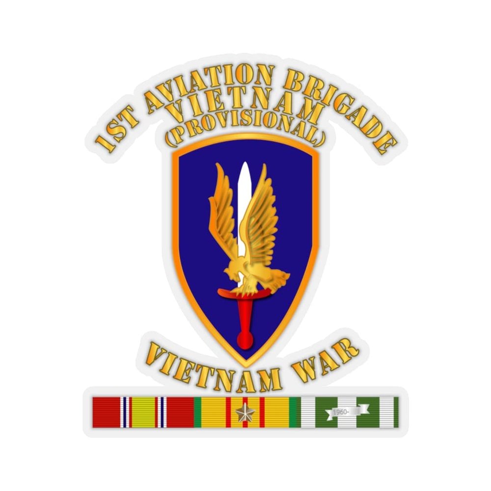 Kiss-Cut Stickers - Army - 1st Aviation Brigade (Provisional) - Vietnam War w SVC (6"x6", Transparent)