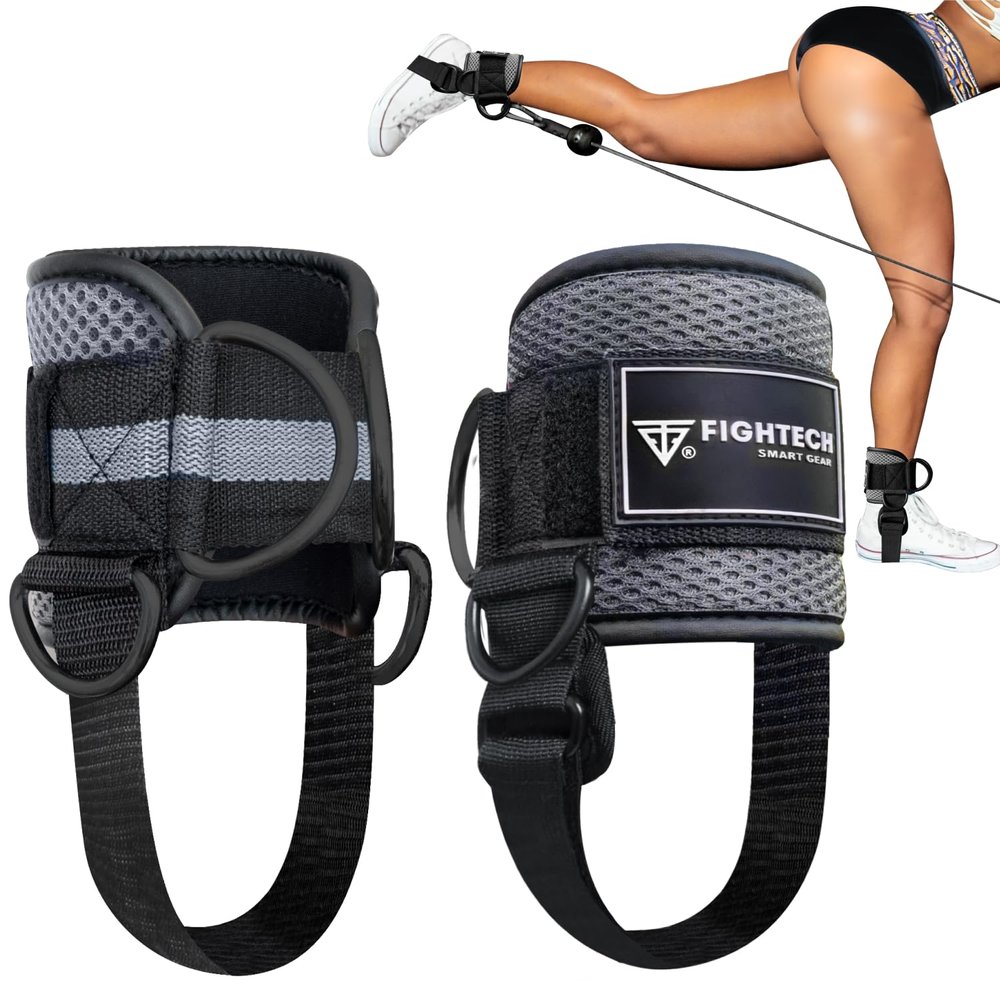 FIGHTECH Ankle Straps Cable Machine Attachment for Gym - Cable Kickback Ankle Straps - Padded Ankle Cuffs for Glute Kickbacks and Leg Workouts