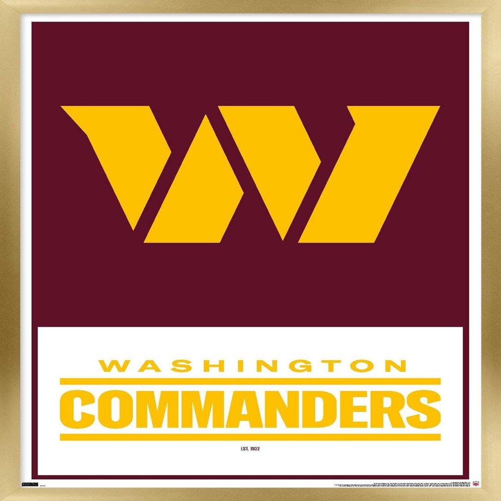 Trends International NFL Washington Commanders - Logo 22 Wall Poster, 22.375" x 34", Gold Framed Version