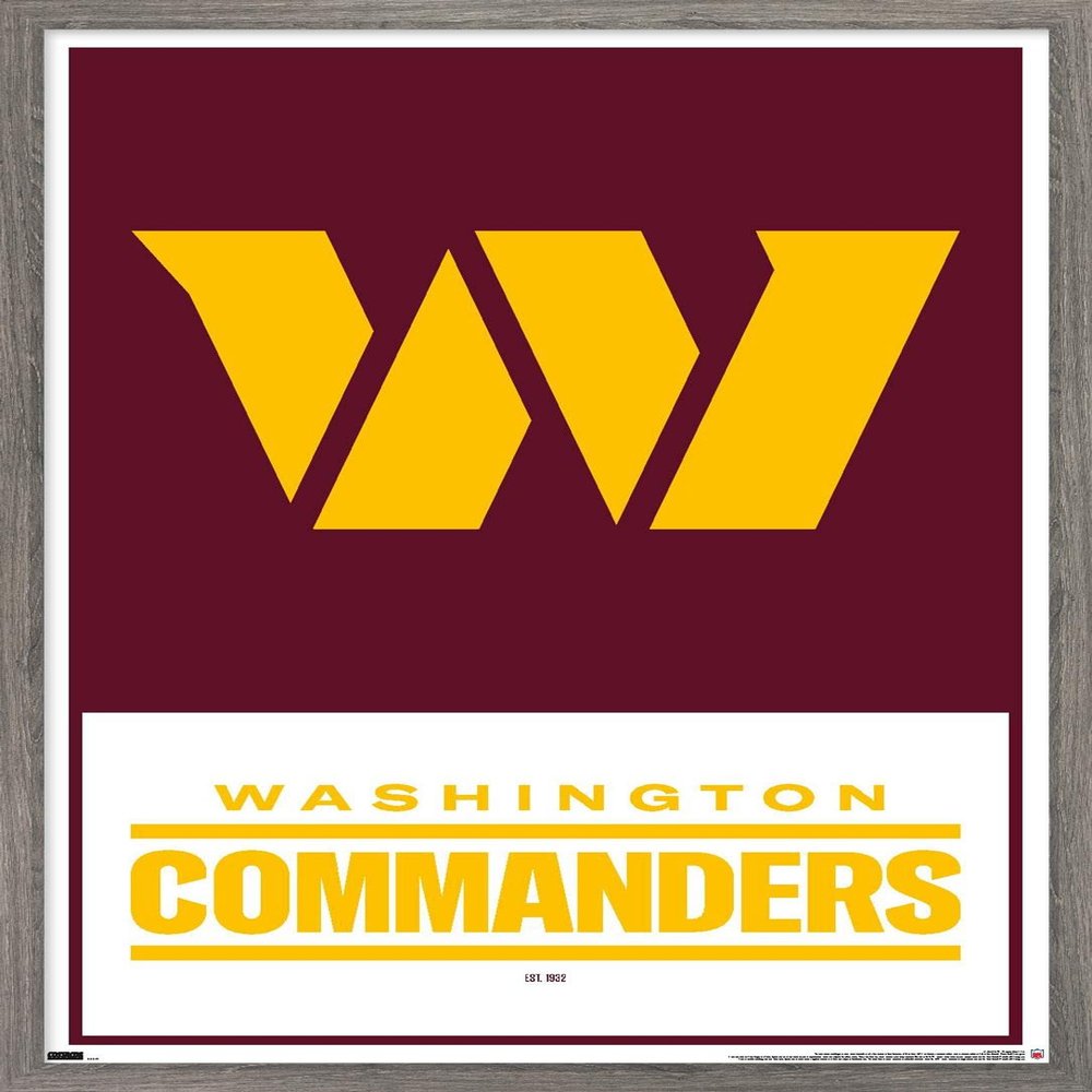 Trends International NFL Washington Commanders - Logo 22 Wall Poster, 22.375" x 34", Barnwood Framed Version
