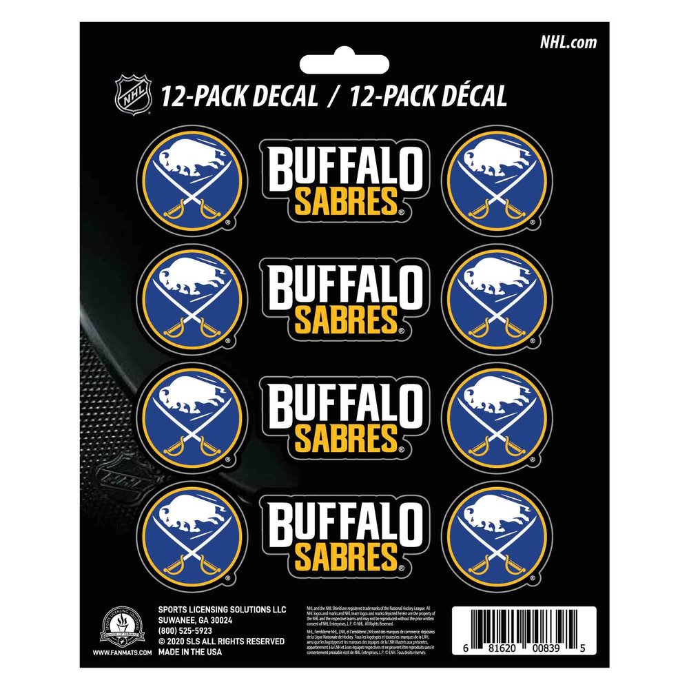 FANMATS 30775 NHL - Buffalo Sabres 12 Count Mini Decal Sticker Pack 5 x 6.25 in.- Great Gift for Sports Fans - Works On Hard Surfaces - for Homes, Cars, Trucks, SUVs.