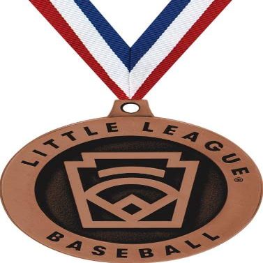 Crown Awards 2" Little League Baseball Medals, Bronze Little League Award with Neck Ribbon Attached, 50 Pack