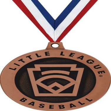 Crown Awards 2" Little League Baseball Medals, Bronze Little League Award with Neck Ribbon Attached, 50 Pack