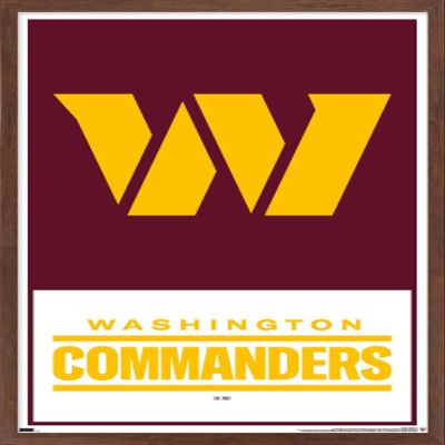 Trends International NFL Washington Commanders - Logo 22 Wall Poster, 22.375" x 34", Mahogany Framed Version
