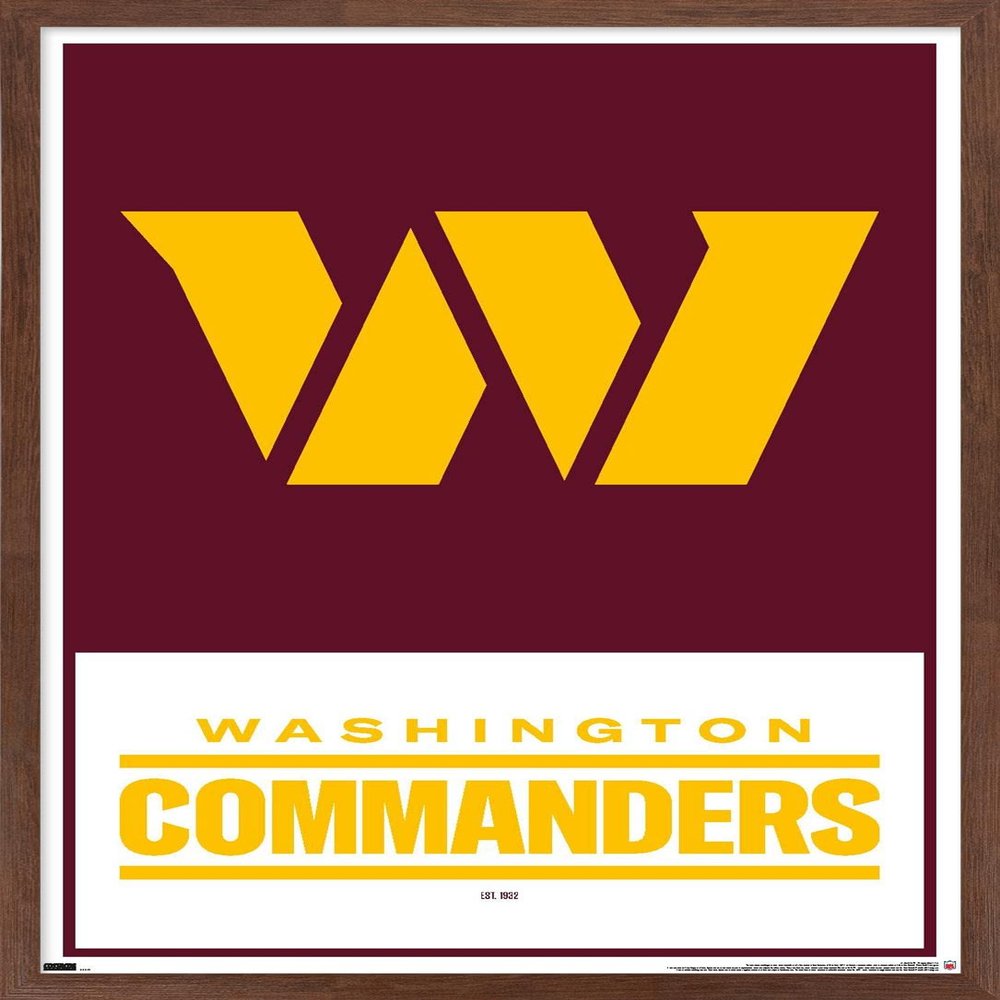 Trends International NFL Washington Commanders - Logo 22 Wall Poster, 22.375" x 34", Mahogany Framed Version